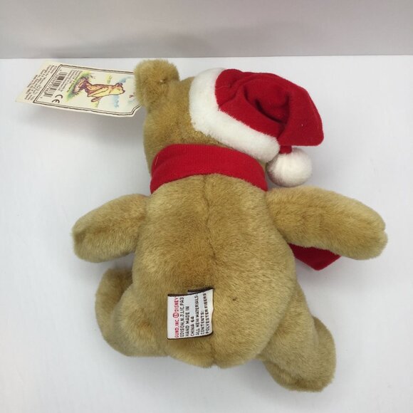 Disney Classic Pooh Gund Plush Christmas Bear Santa Hat Scarf 10" Stuffed Animal - Picture 10 of 12
